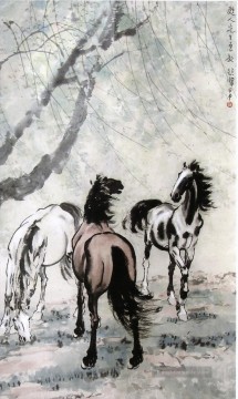 徐悲鸿 Xu Beihong Ju Peon Werke - Xu Beihong Pferde 2 alte China Tinte